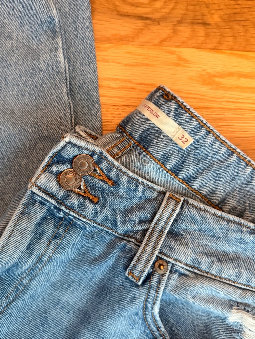Levi's Light Blue Distressed Wide-Leg Jeans - Picture 6 of 6